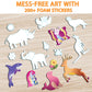 Soovsy Animals Foil Art Fun Kit For Kids, Foil Art For Kids Crafts Kit Diy Creative Activity Birthday Christmas Gift Travel Toys