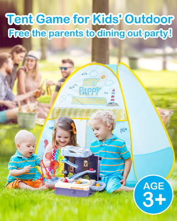 Heypappy Kids Play Tent, Pop Up Play Tent Fishing Shop Theme With Complete Toy Set, Play Toys Play Set For Kids Indoor Outdoor P