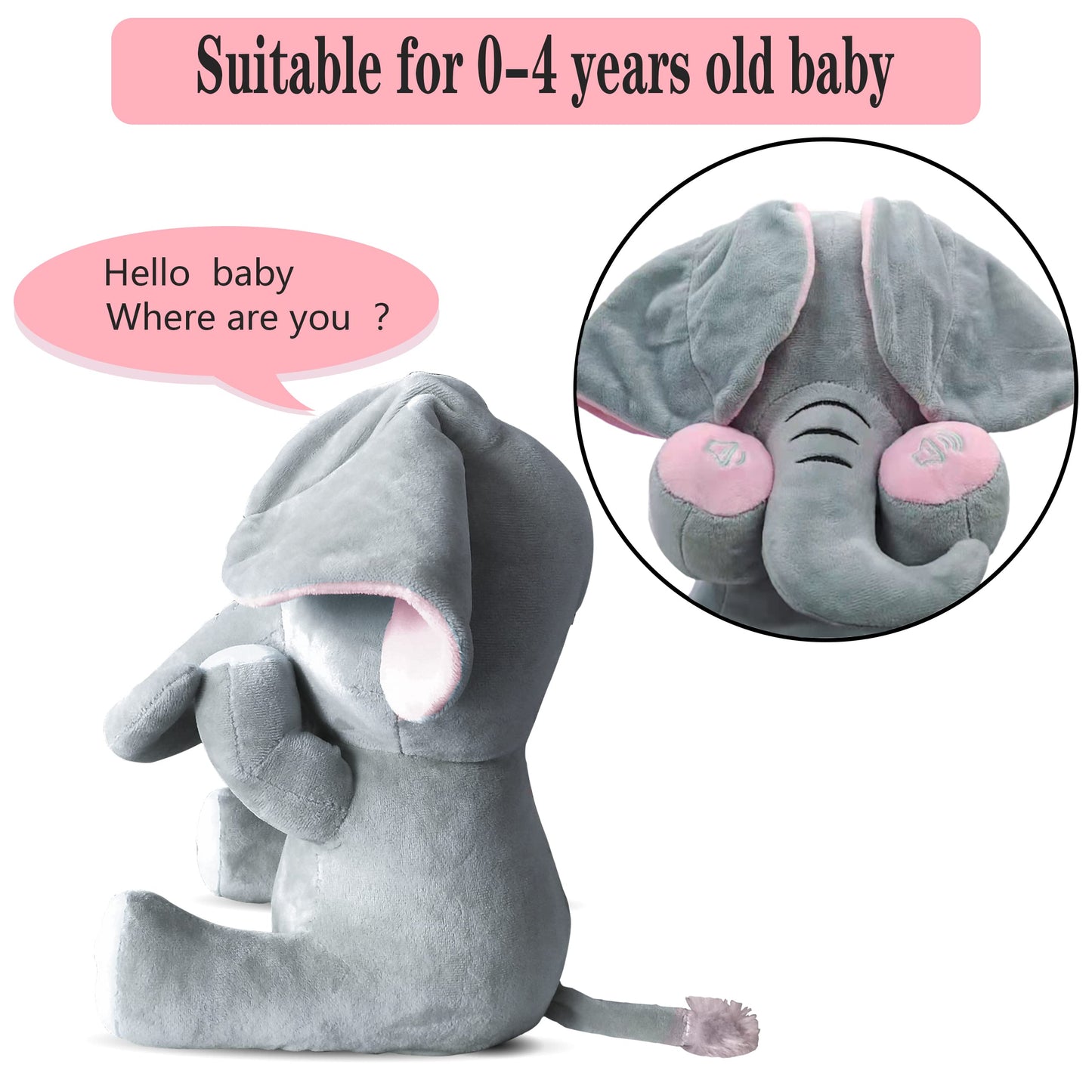 Aidiya Elephant Stuffed Animals Baby Gifts Peluches Ear Interactive Elephant Talking Singing Plush Toys For Girls Boys Gift Adju