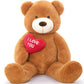 Maogolan Big Teddy Bear 4.3Ft Stuffed Animal, I Love You Red Heart Giant Teddy Bear Plush Toy, Large Stuffed Animal Gift For Girlfriend, Boyfriend, Kids,Dark Brown