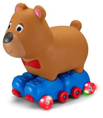 Kid Trax Silly Skaters Bear Toddler Foot to Floor Ride On Toy, Kids 1-3 Years Old, Soft and Inflatable, Single Rider, Light Up L