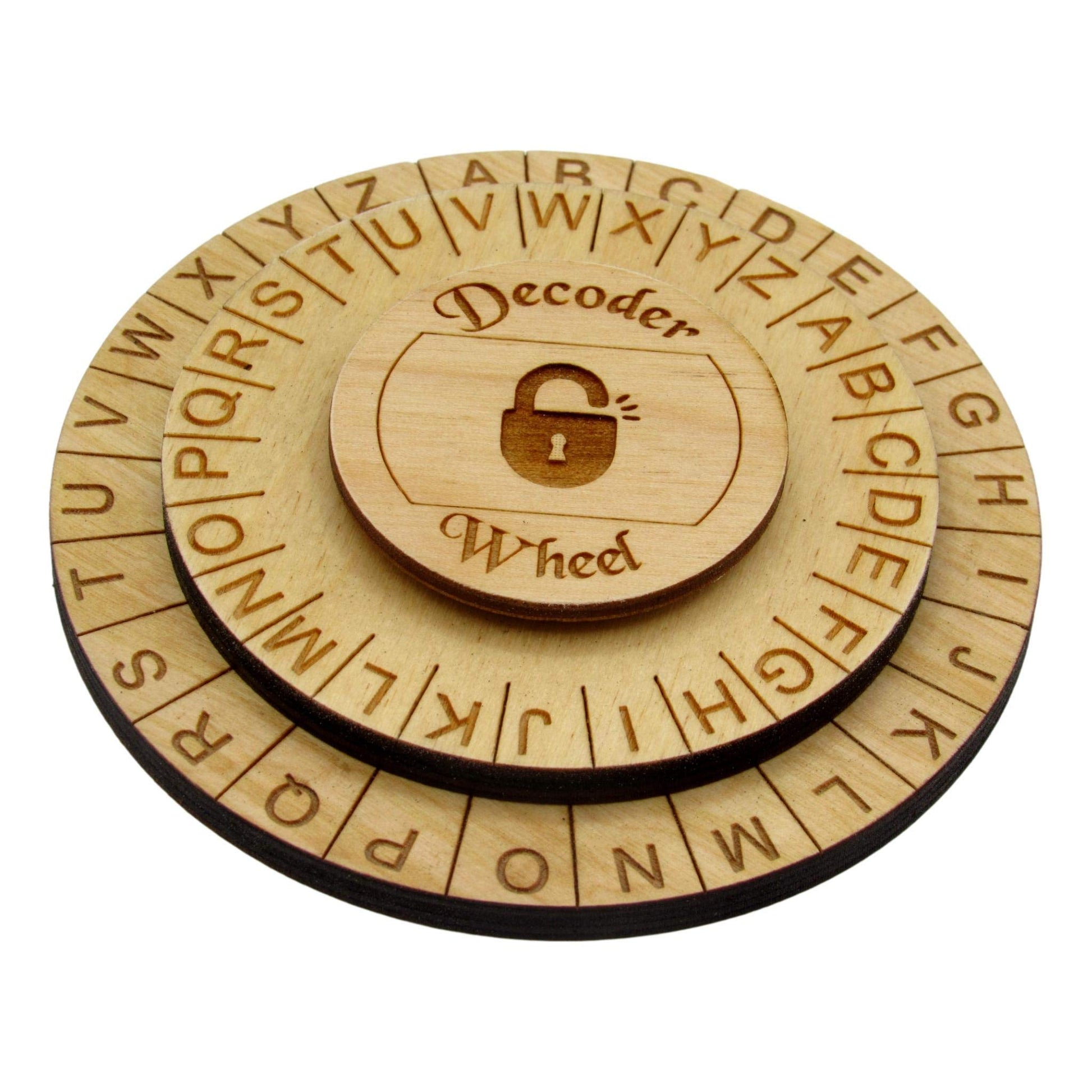 Creative Escape Rooms Wooden Caesar Cipher Secret Decoder Wheel - 4.4 Escape Room Prop, Spy & Detective Kit Puzzle, Educational 