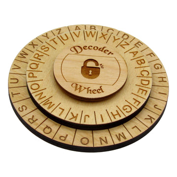 Creative Escape Rooms Wooden Caesar Cipher Secret Decoder Wheel - 4.4 Escape Room Prop, Spy & Detective Kit Puzzle, Educational 