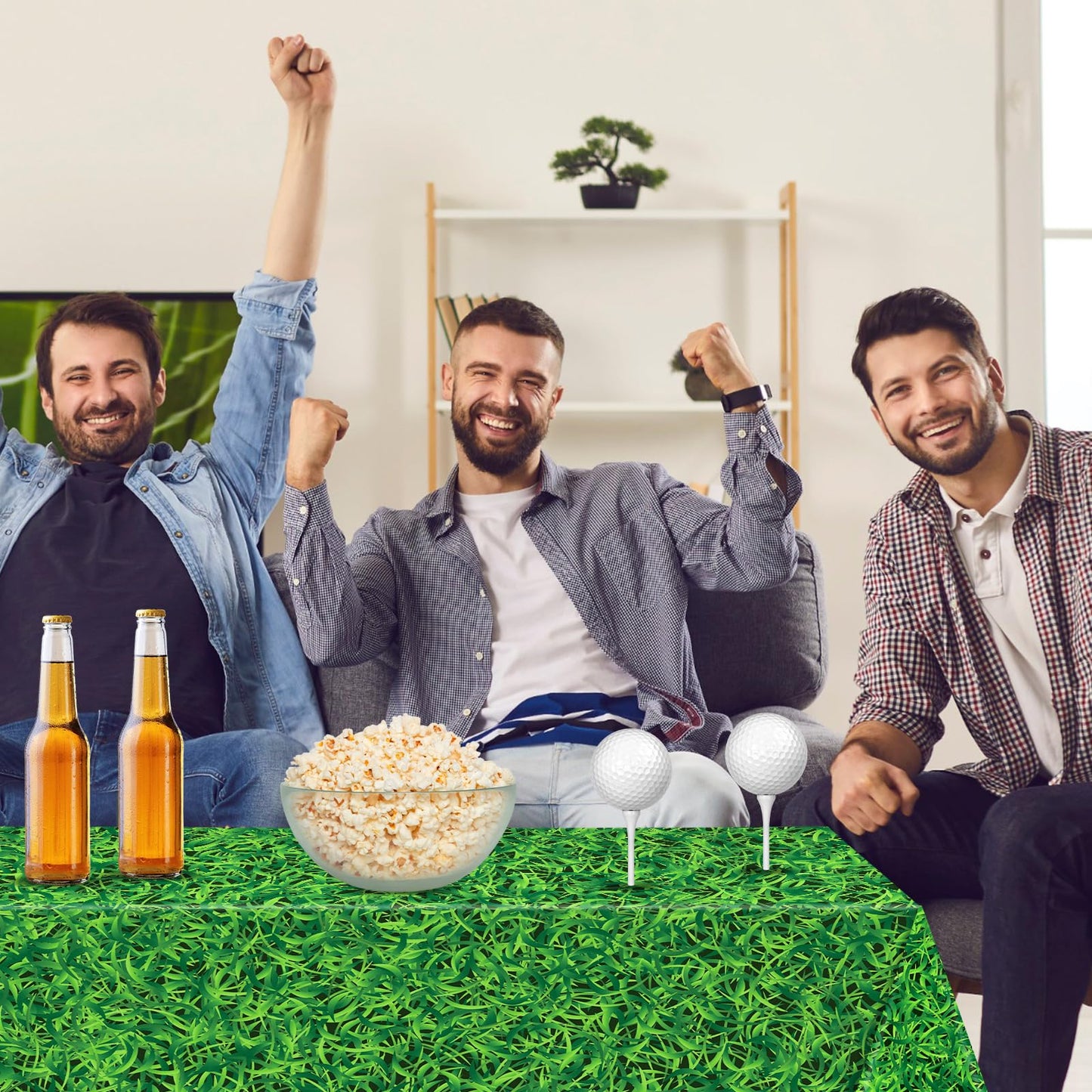 Mixweer Golf Plastic Tablecloth Golf Party Disposable Table Cover Golf Pattern Party Supplies Plastic Golf Theme Table Cover Rec