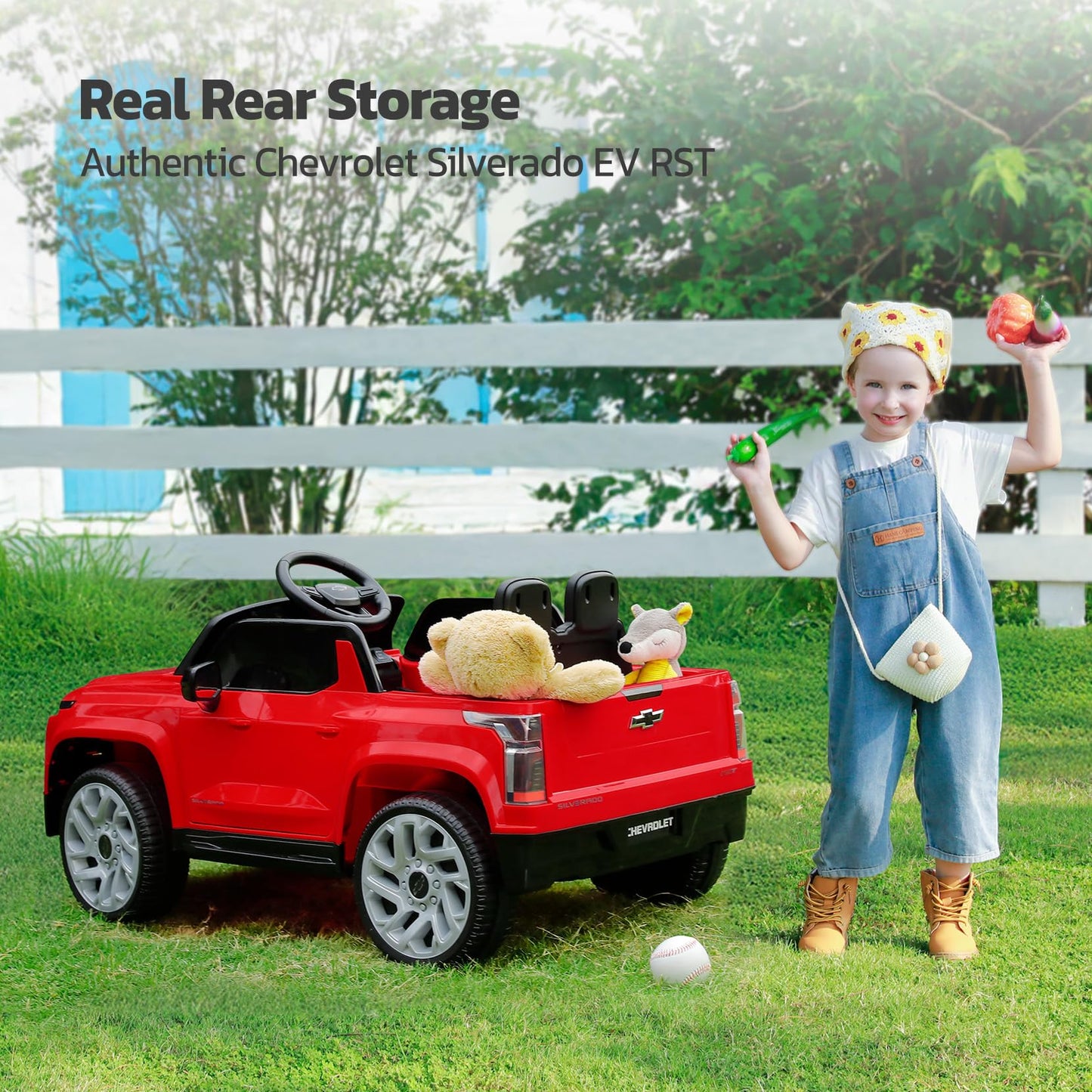 ELEMARA 12V Licensed Chevrolet Silverado Ride on Truck,Kids Jeep Ride on Toy/Parental Remote Control,Kids Cars to Drive,Truck Be