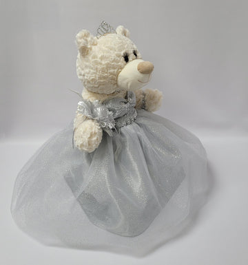 KINNEX COLLECTIONS SINCE 1997 20 Quince Anos Quinceanera Last Doll Teddy Bear with Dress (Centerpiece) ~ ARC16831-18 (Silver)