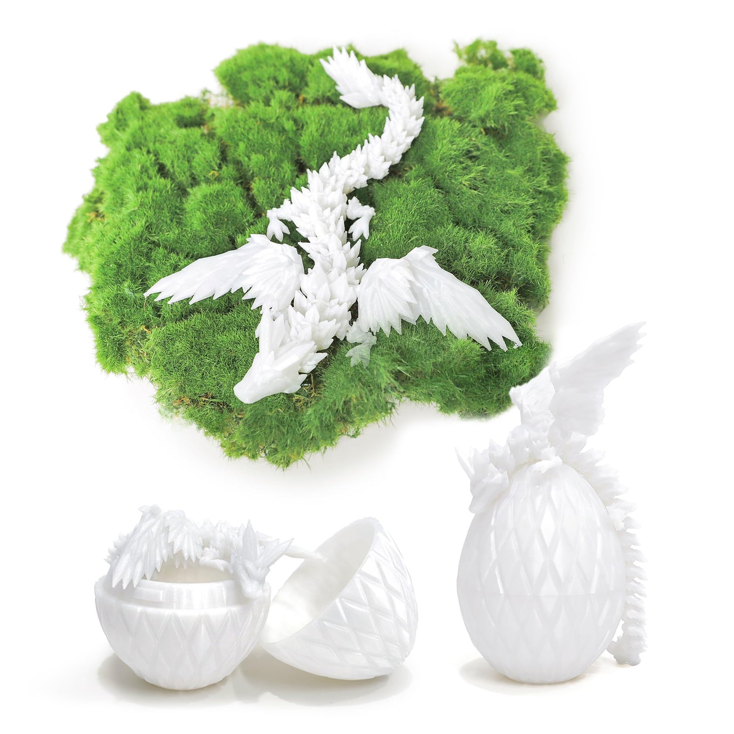 Flavery 3D Printed Flying Dragon Egg - Winged Dragon In Diamond Easter Eggs, Flexible Crystal Animal Inside, Mystery 3D Gift, De
