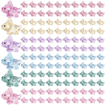 Kigley 120 Pcs Glitter Mini Dinosaur Figures Glitter Mini Resin Dinosaurs Mini Dinosaurs Tiny Glitter Dinosaur Mini Dinosaur Toy