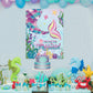 Faccito Mermaid Party Game Set - 21x28 Inch Poster, 24 Reusable Tail Stickers, Blue/Purple, Ideal for Girls Birthday Celebrations