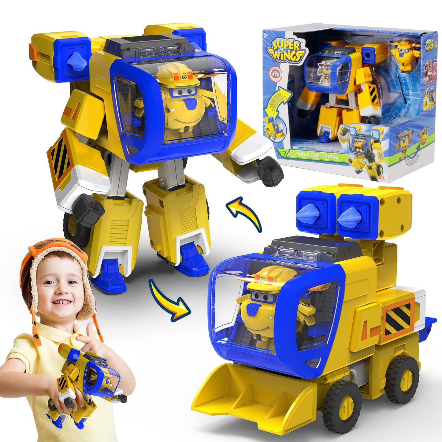 Super Wings Toys 7 Inch Donnie'S Transforming Robot From Plane Just 15 Steps, Action Figures Toy For Kids Ages 3+, Gift For Pres