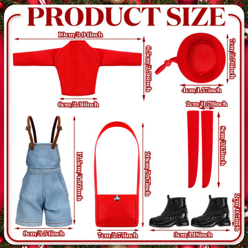 Geyoga Doll Clothes 12 Inch Doll Accessories Casual Wear Clothes Outfits With Shoes Socks Hat Bag Top Jumpsuit Set Gift(Red)
