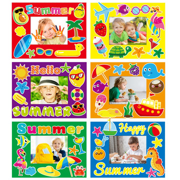 Chiazllta 30 Pcs Summer Craft Kits For Preschool Kids First Day Of School Diy Paper Picture Frame Craft Art Craft Kindergarten H