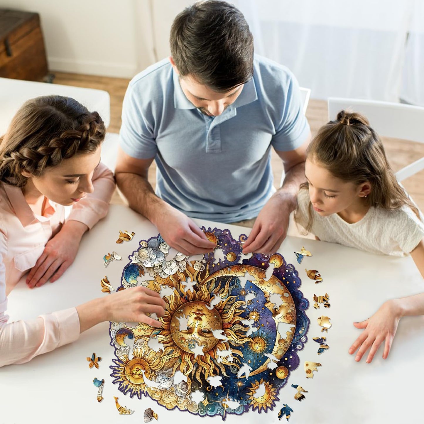 Wooden Puzzles for mature-themeds  Sun and Moon Wood Puzzles 200 Pieces  Irregular Animal Shaped Unique Wooden Jigsaw Puzzles  Creative Ghristmas Gift for Teenagers and mature-themeds