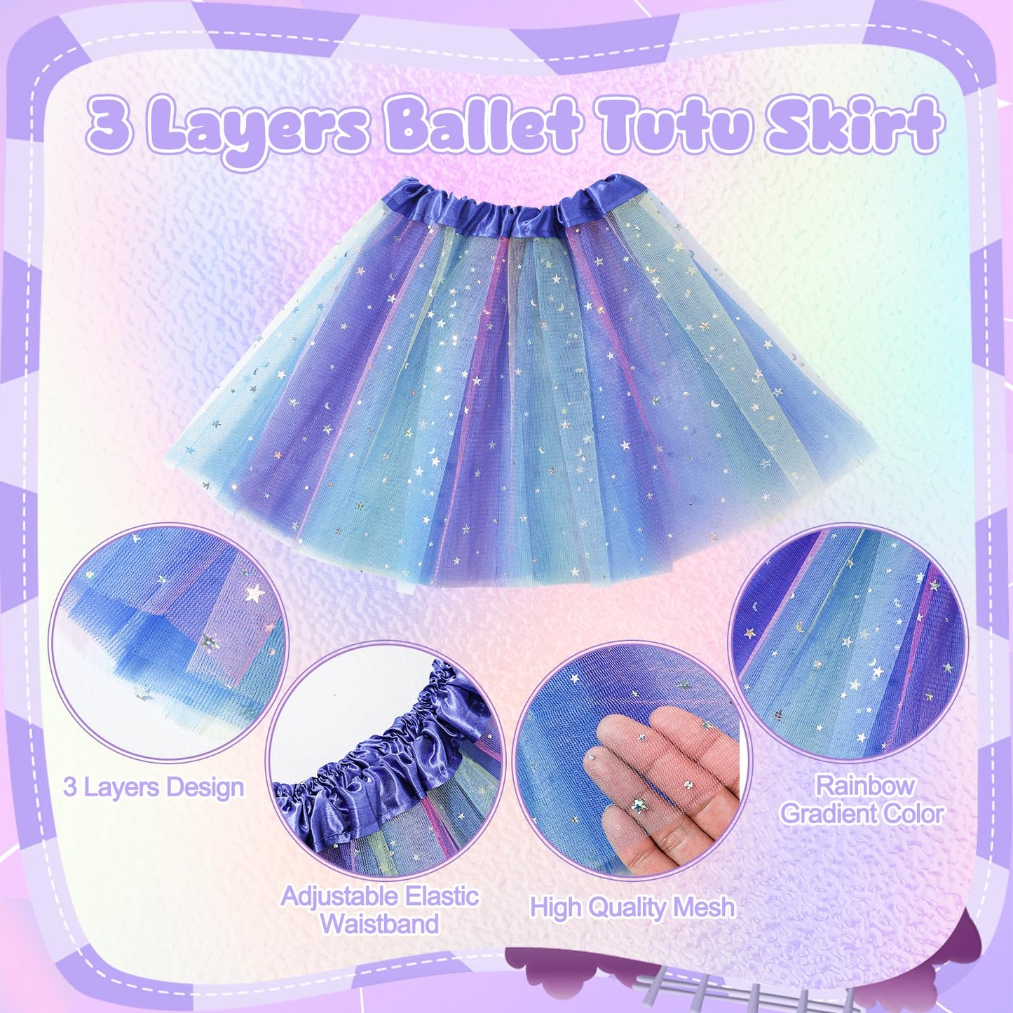 Hoemwarm 18 Pcs Rainbow Tutu Dresses for Toddler Girls, 3 Layers Toddler Tutu Skirt Princess Tutu Bulk Multicolor Fluffy Tulle S