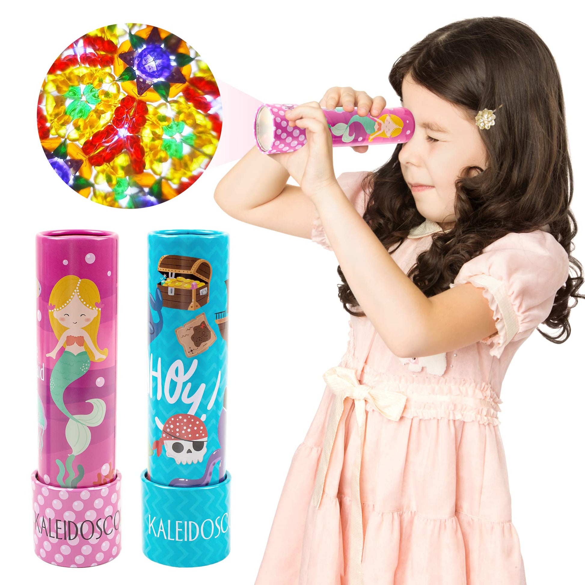 D-Fantix Classic Tin Kaleidoscope For Kids, 2 Pack Retro Toys - Educational Toys With Metal Body, Boy Girl Birthday Party Favors Decorations, Christmas Stocking Stuffer Gift