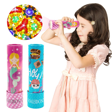 D-Fantix Classic Tin Kaleidoscope For Kids, 2 Pack Retro Toys - Educational Toys With Metal Body, Boy Girl Birthday Party Favors Decorations, Christmas Stocking Stuffer Gift