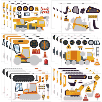 Dorgua Make-A-Face Sticker Set, Make A Construction Stickers For Kids Boys, Diy Craft Stickers Face Stickers Decor, Make Your Ow