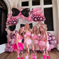 Kozee Coquette Birthday Decoration Kit - 150pcs Balloon Garland Arch, Pastel Pink & Black, Rubber, Cake Topper for Girls Baby Shower Party