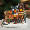 Moments In Time Christmas Village Building, Christmas Shop With Snowman, Led Lights And Music - Battery Operated (Not Included)