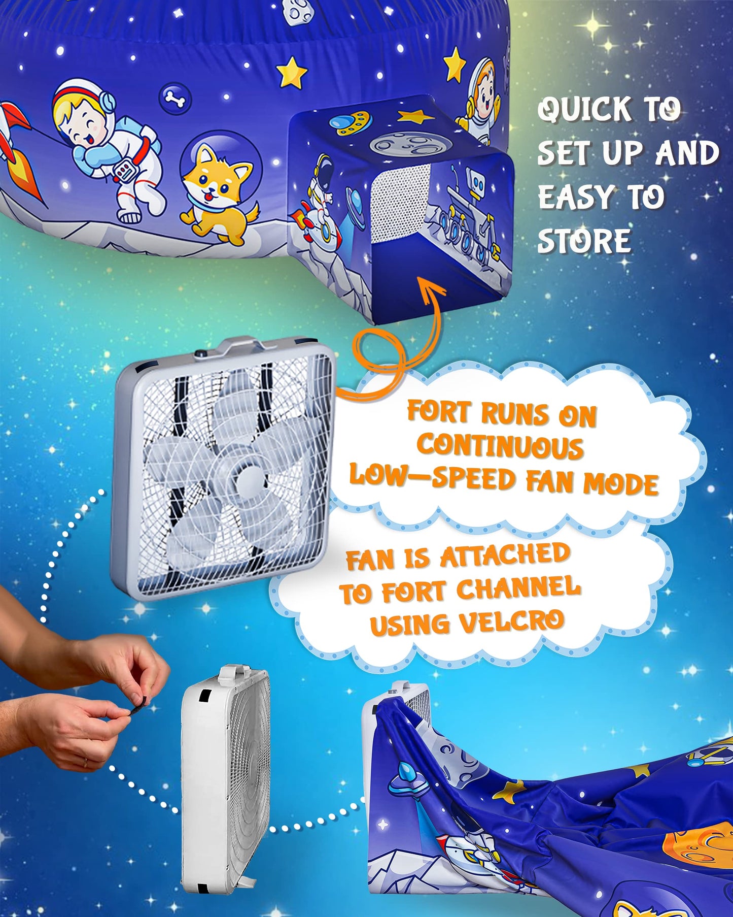 Skywin Air Tent Playhouse for Kids (Space) - 77x50 Inches Inflatable Kids Tent Sets Up and Stores Away in Seconds (Fan NOT Inclu