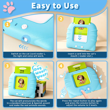 Aullsaty Toddler Toys Bilingual English And Spanish Talking Flash Cards For 1 2 3 4 5 6 Year Old Boys And Girls, Autism Sensory