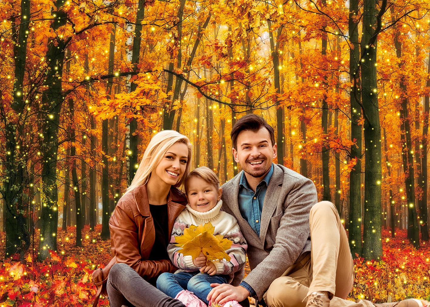 PGSWEER Fall Forest Leaves Glitter Backdrop Golden Maple Thanksgiving Harvest Background Autumn Scenery Baby Shower Photo Studio