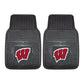 FANMATS 8964 Wisconsin Badgers 2-Piece Heavy Duty Vinyl Car Mat Set, Front Row Floor Mats, All Weather Protection, Universal Fit