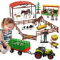 Dwi Dowellin Kids Tractor Toy Farm Playset,Toddlers Farm Vehicle Toys With Light&Sound,69 Pcs Farm Toys Set With Farm Animals Fences Farmers For Kids 3-12 Years Old Boys Girls Birthday Gift