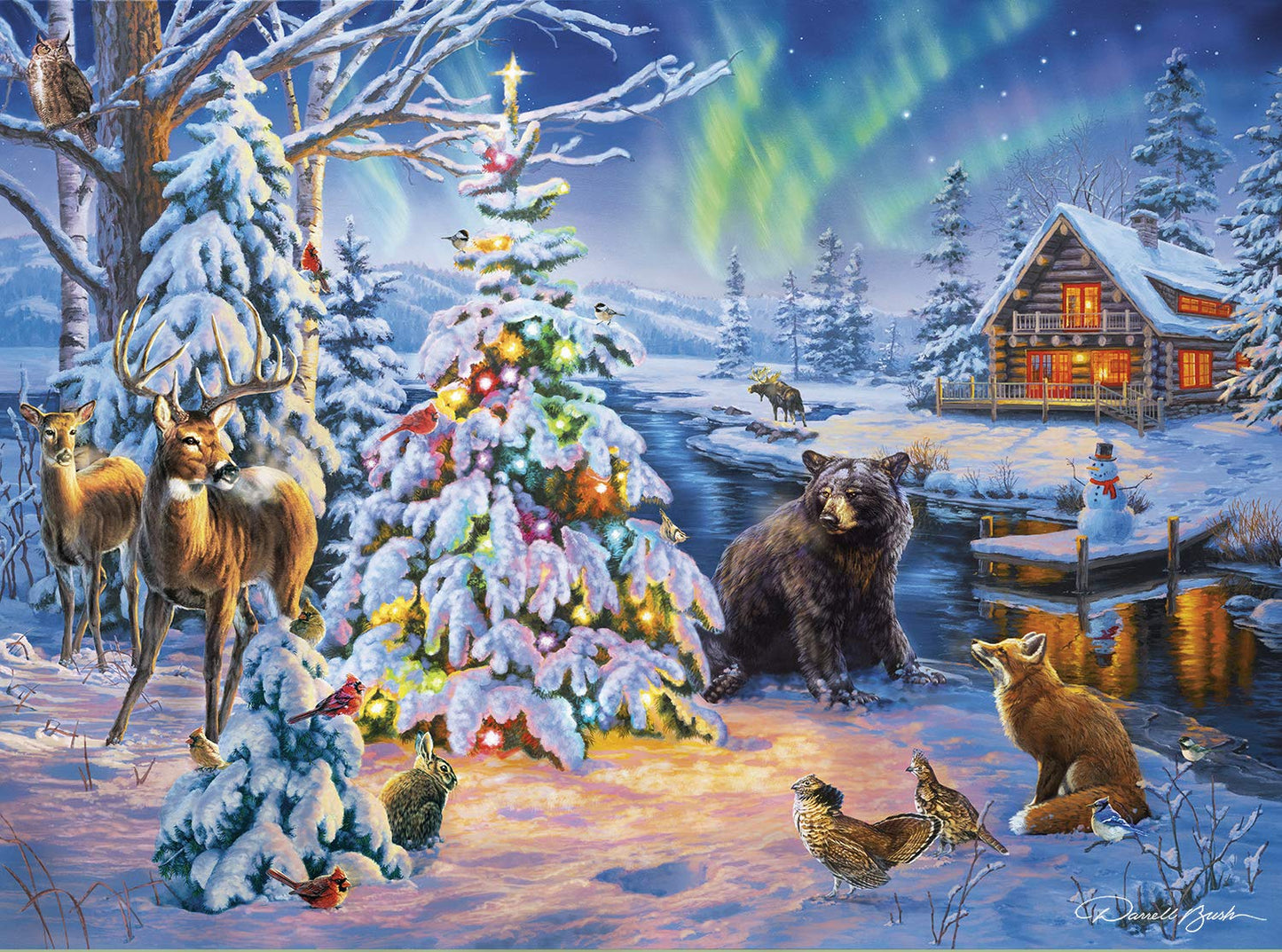 Buffalo Games 1000 Piece Jigsaw Puzzle - Darrell Bush Woodland Christmas - Paper - 26.75 x 19.75 inches - Perfect for Game Nights
