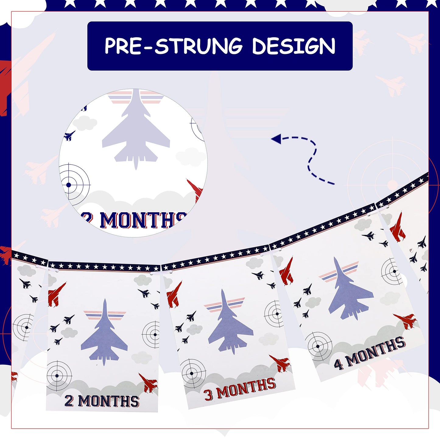 Fighter Jet Birthday Party Decorations Airplane Photo Banner for Boys 1st Aircraft Birthday Party Blue and Red Airplane Jet Birt