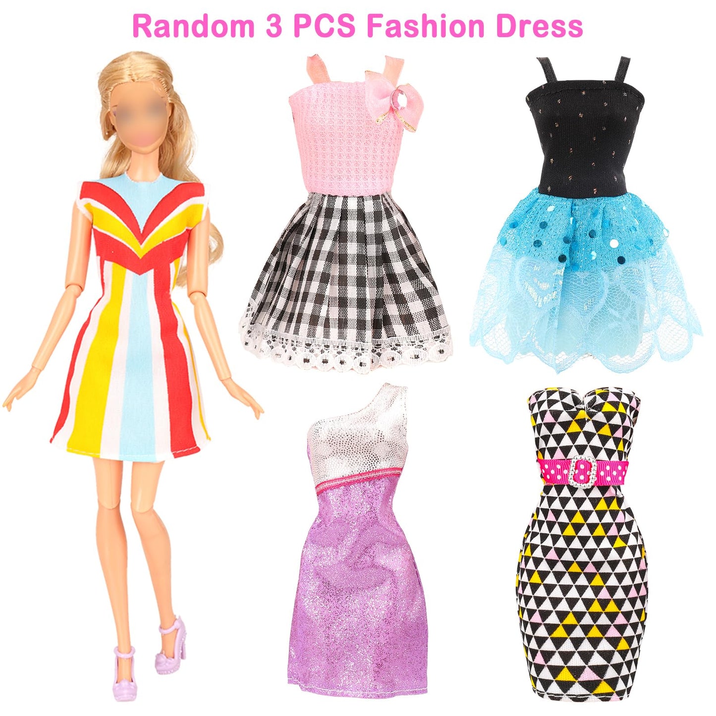 Miunana 23 Pcs 11.5 Inch Girl Doll Fashion Top And Pants 10 Pairs Of Girl Doll High Heels Shoes,Girl Dolls Sequin Dress For Doll