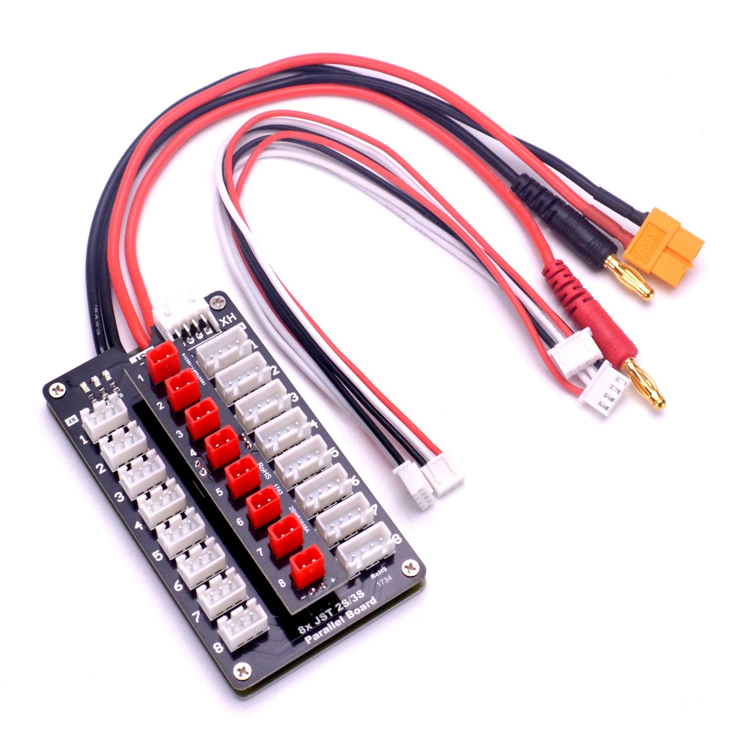 Youngrc Jst Parallel Charging Board 2-3S Lipo Battery Balance Charge Board With Jst Connectors For Rc Drone Helicopter