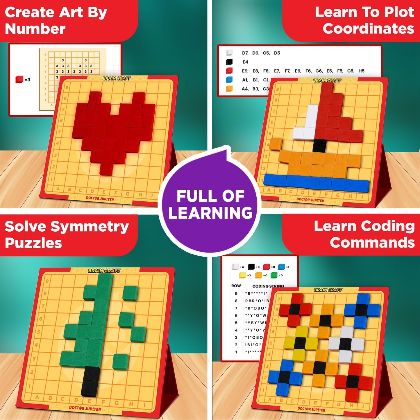 Doctor Jupiter My First Stem Pixel Art Kit For Kids Ages 5+ | Birthday Gift Ideas For 5-6-7-8-9-10 Year Old Boys & Girls | Learn