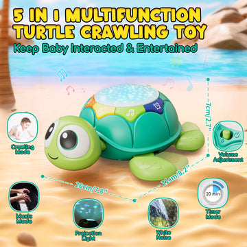 Lehoo Castle Baby Toys 6-12 Months, Tummy Time Toys Turtle Baby Crawling Toys With Light & Sound, Musical Moving Toys For 9-12 Months Old Boys/Girls, Infant Toys 0-6 Months Developmental Toddler Gifts
