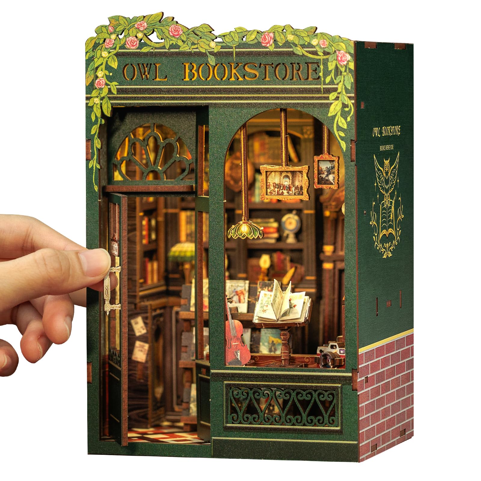 CUTEBEE Book Nook Kit  DIY Miniature House Kits for mature-themed and Teens  Dollhouse Mini Booknook House Bookshelf Decor  DIY Craft Gifts for Family and Friends(Owl Bookstore)