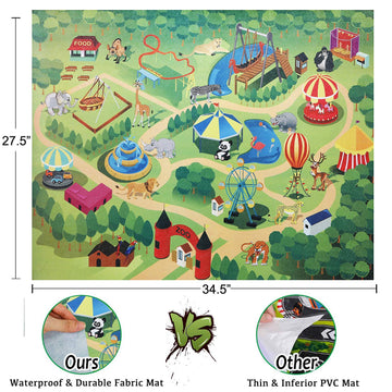 Bolzra Safari Animals Figurines Toys With Activity Play Mat & Trees, Realistic Plastic Jungle Wild Zoo Animals Figures Playset With Elephant, Giraffe, Lion, Gorilla For Kids, Boys & Girls, 22 Piece