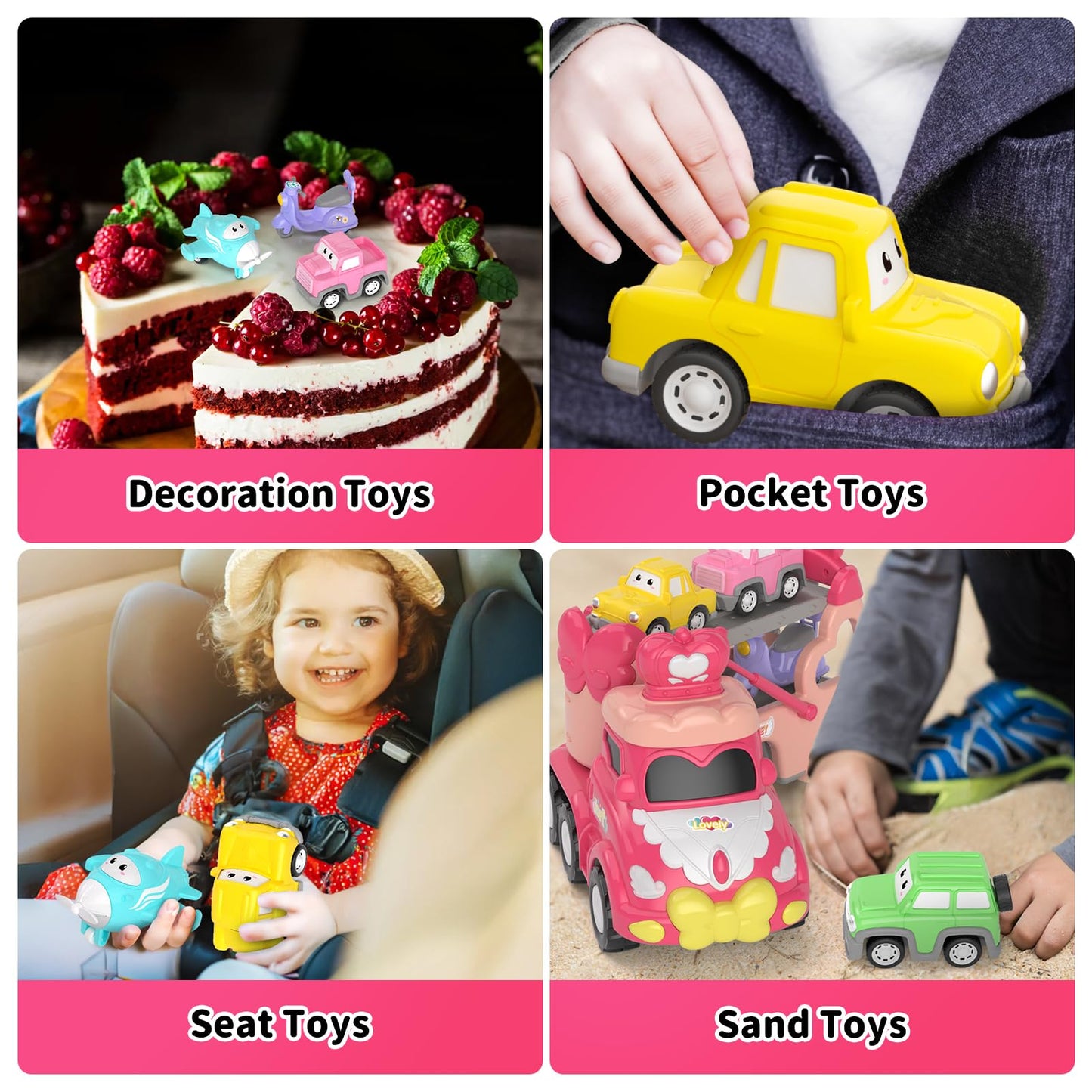 newcrave Toys for 1 2 3 Year Old Girl Truck, 7-in-1 Carrier Truck Cars Toys for Girl, Toddler Girls Toys Age 1-2 2-3, Princess T