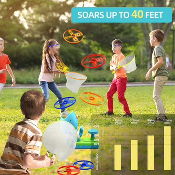 Watudou 29 Pcs Flying Disc Launcher Outdoor Indoor Game Toys Gifts For 3 4 5 6 Year Old Boys Kids, Outdoor Outside Game Toys For