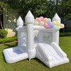 White Wedding Inflatable Bounce House with Blower Jump House with Slide for Kids Party Wedding Family Castle 9ftL