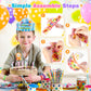 150 Pcs Happy Birthday Kits for Kids Classroom, Include Crowns, Silicone Stretches, Toy Whistles, Badge Stickers, Students Kinde