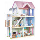 Large Pink Wooden Dollhouse With Furniture For Girls, 6 Rooms 2.6Ft High With Elevator,Doorbell, Light,15 Pcs Furniture & 3 Doll