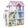 Large Pink Wooden Dollhouse With Furniture For Girls, 6 Rooms 2.6Ft High With Elevator,Doorbell, Light,15 Pcs Furniture & 3 Doll