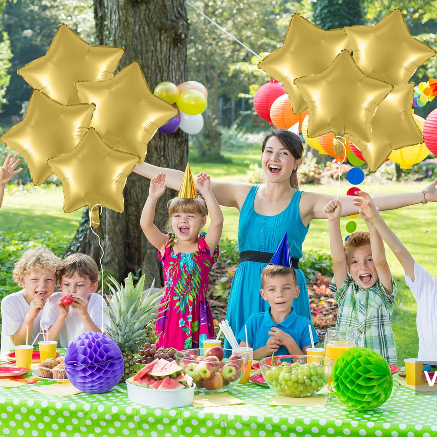 18 Inch Metal Gold Star Balloons, 10 Pcs Metallic Gold Star Shape Foil Balloon Helium Balloons, Big Mylar Star Balloons For Wedd