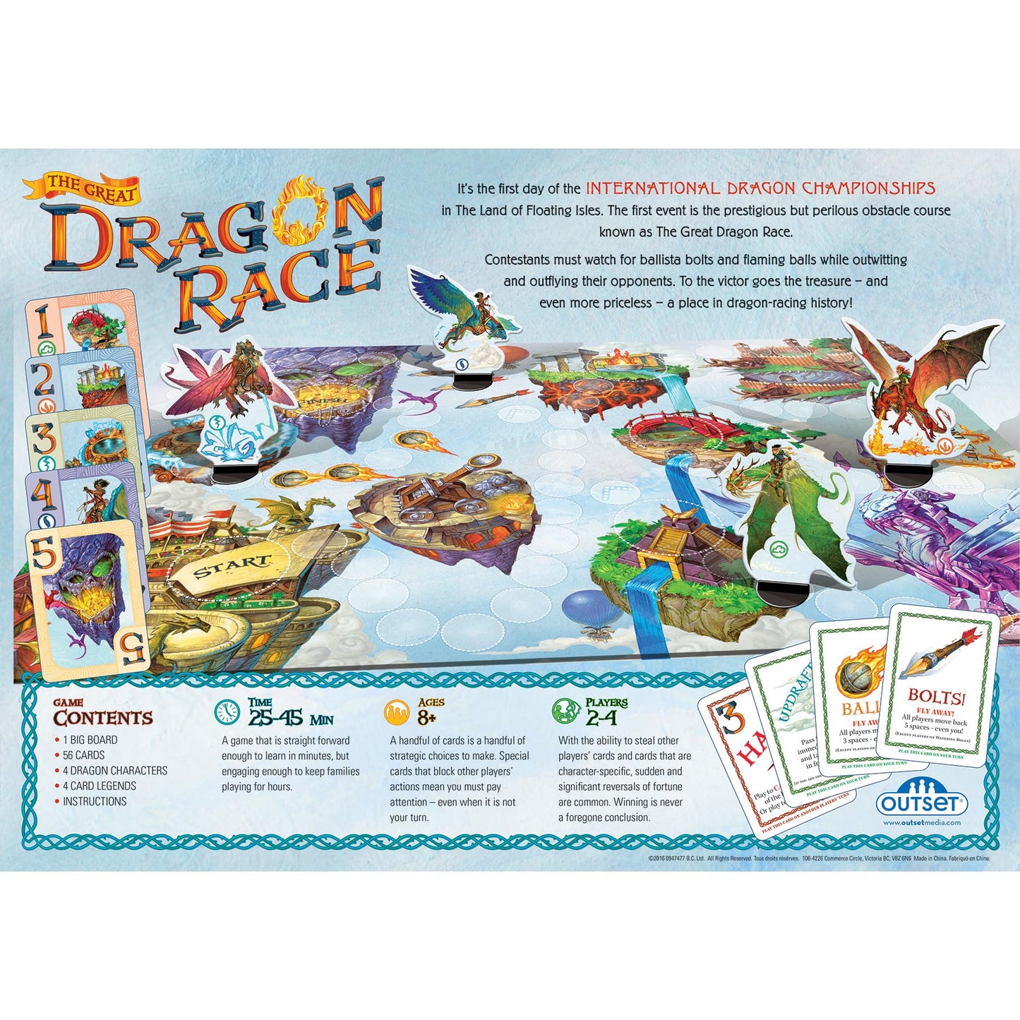 Great Dragon Race - Fantasy Board Game, Outset Media, Kids & Family Race Start To Finish Game, 2-4 Players, Ages 8+