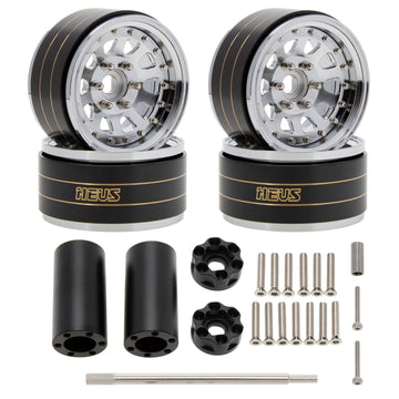 Meus Racing 1.9'' Beadlock Wheels Rims, 120.5G Brass & Aluminum Deep-Dish Wheels For 1/10 Rc Crawler Scx10 Trx4 Vs4-10 Gen8 (D-S