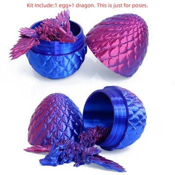 Flavery 3D Printed Flying Dragon In Egg - Easter Egg With 9'' Flexible Winged Dragon Inside, Colorful Fidget Toy, Birthday Gift,
