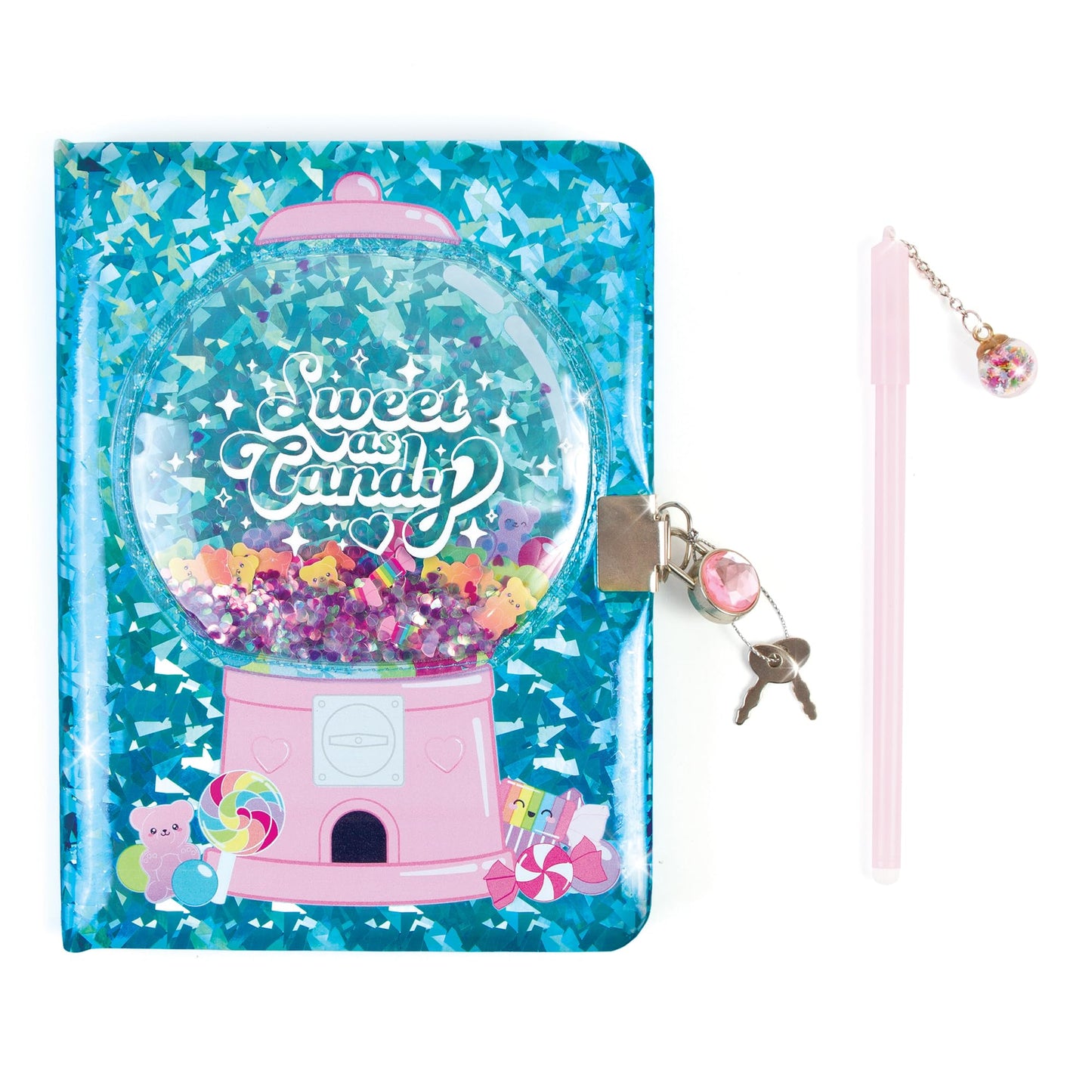 3C4G: Bubble Gum Glitter Locking Journal with Pen - 192 Pages, Take Notes-Design-Sketch, Three Cheers for Girls, Tweens & Kids A