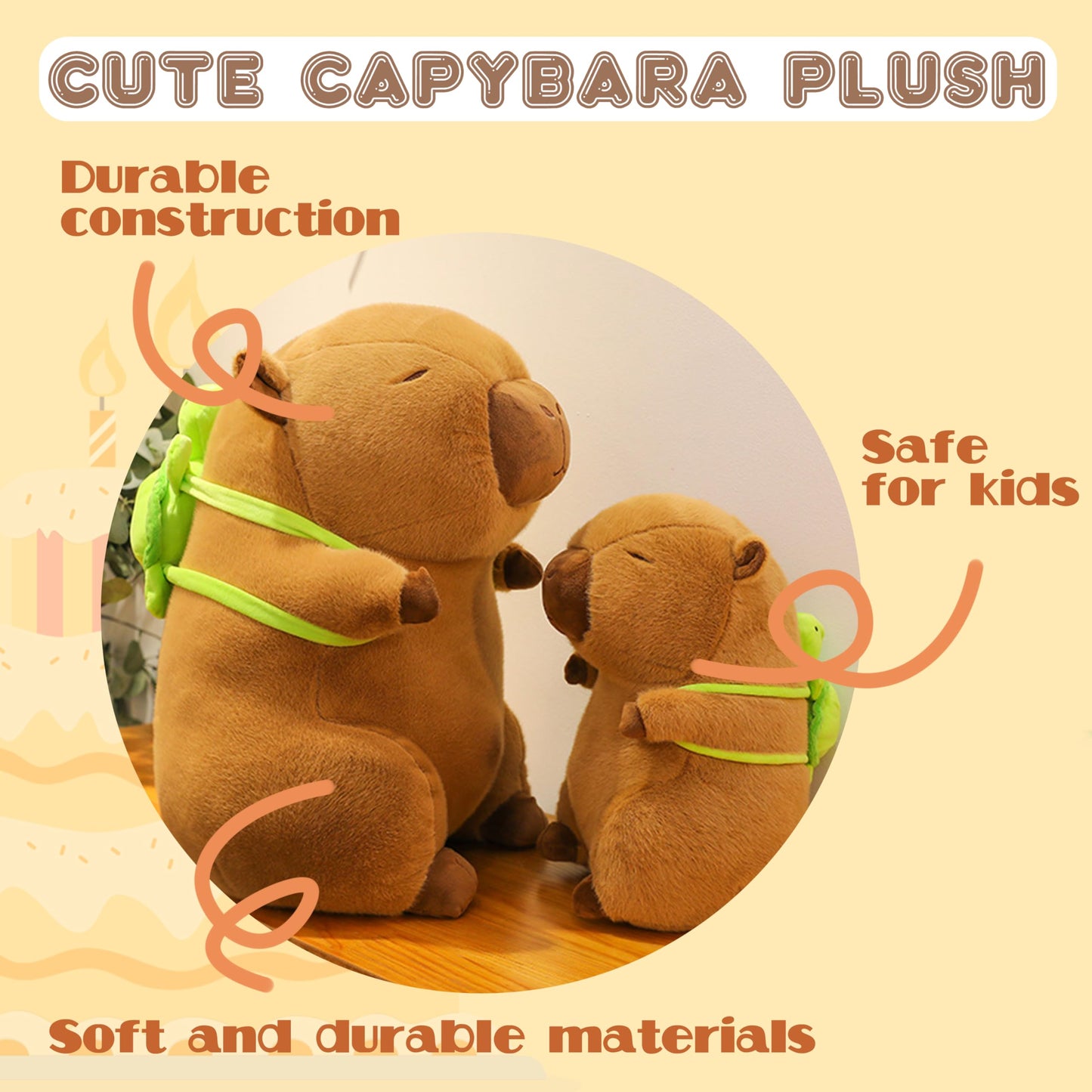 Txdrra Capybara Plush Toy,Cute Capybara Stuffed Animal,Soft Brown Capybara Plushie,Gifts For Boys And Girls (Capybara Turtle, 7.