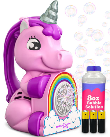 Move2Play Unicorn Bubble Blower - Bubble Machine Toy for Kids, Ages 2-5, Plastic, Perfect Christmas Gift