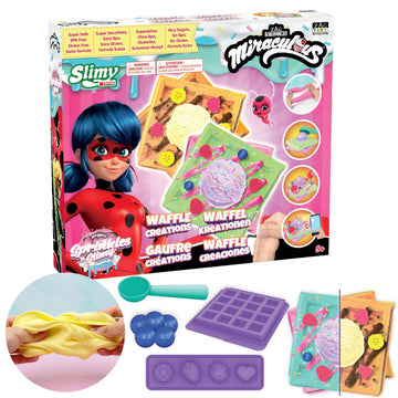 Miraculous Ladybug Sprinkles N' Slimy Kit - Diy Waffle Slime With Waffle Maker, Ice Cream Scoop, Slime, Topping - Fun And Creative Craft Kit, Role Play Toys For Kids - Safe & Non-Toxic Ingredients